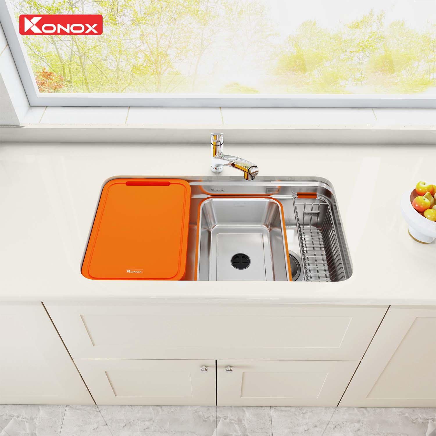 Chậu rửa bát inox KONOX R50 Tari 8047SU 1 hố 3 hinh anh thuc te Chau rua bat inox KONOX R50 Tari 8047SU 1 ho 1