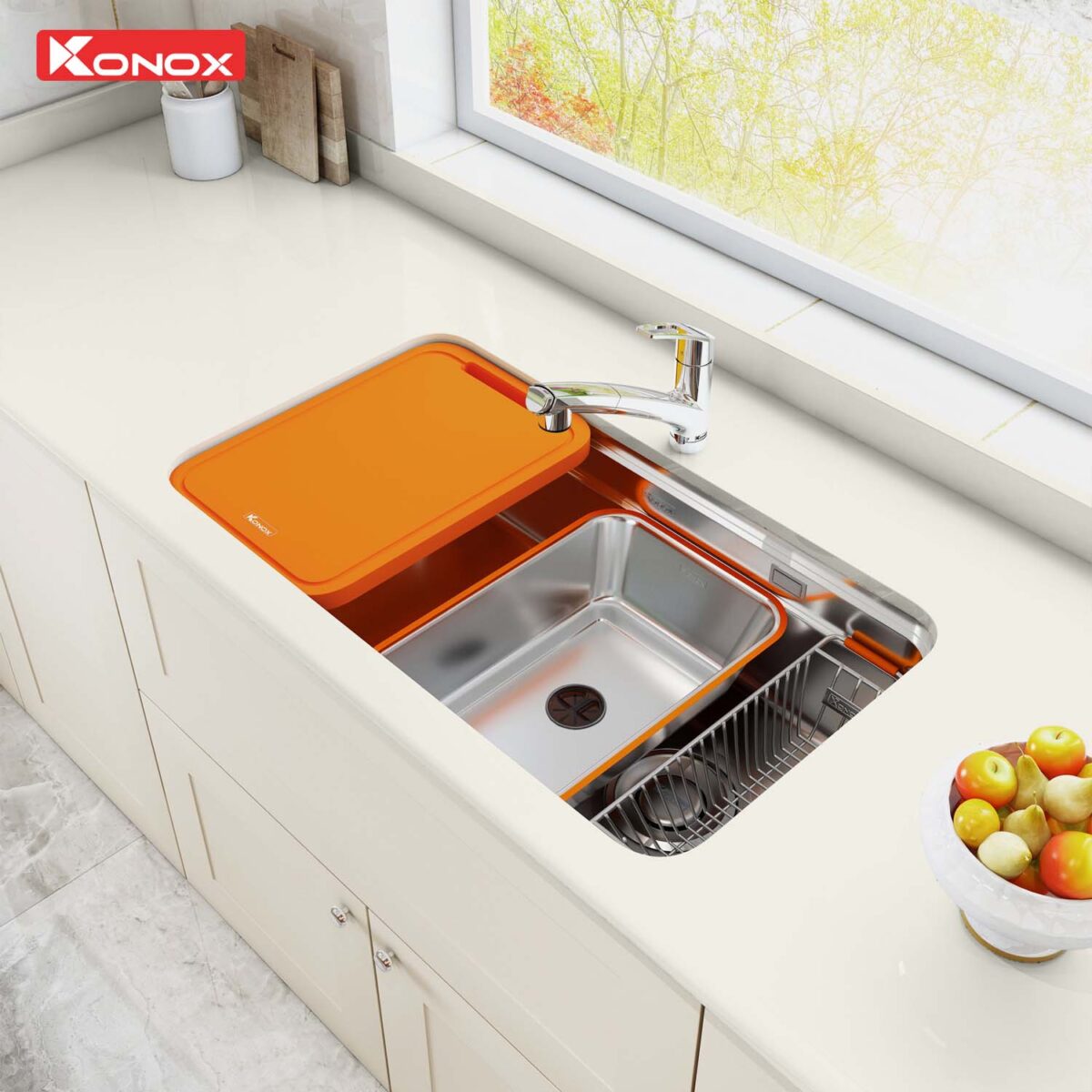 Chậu rửa bát inox KONOX R50 Tari 8047SU 1 hố - Ảnh 5