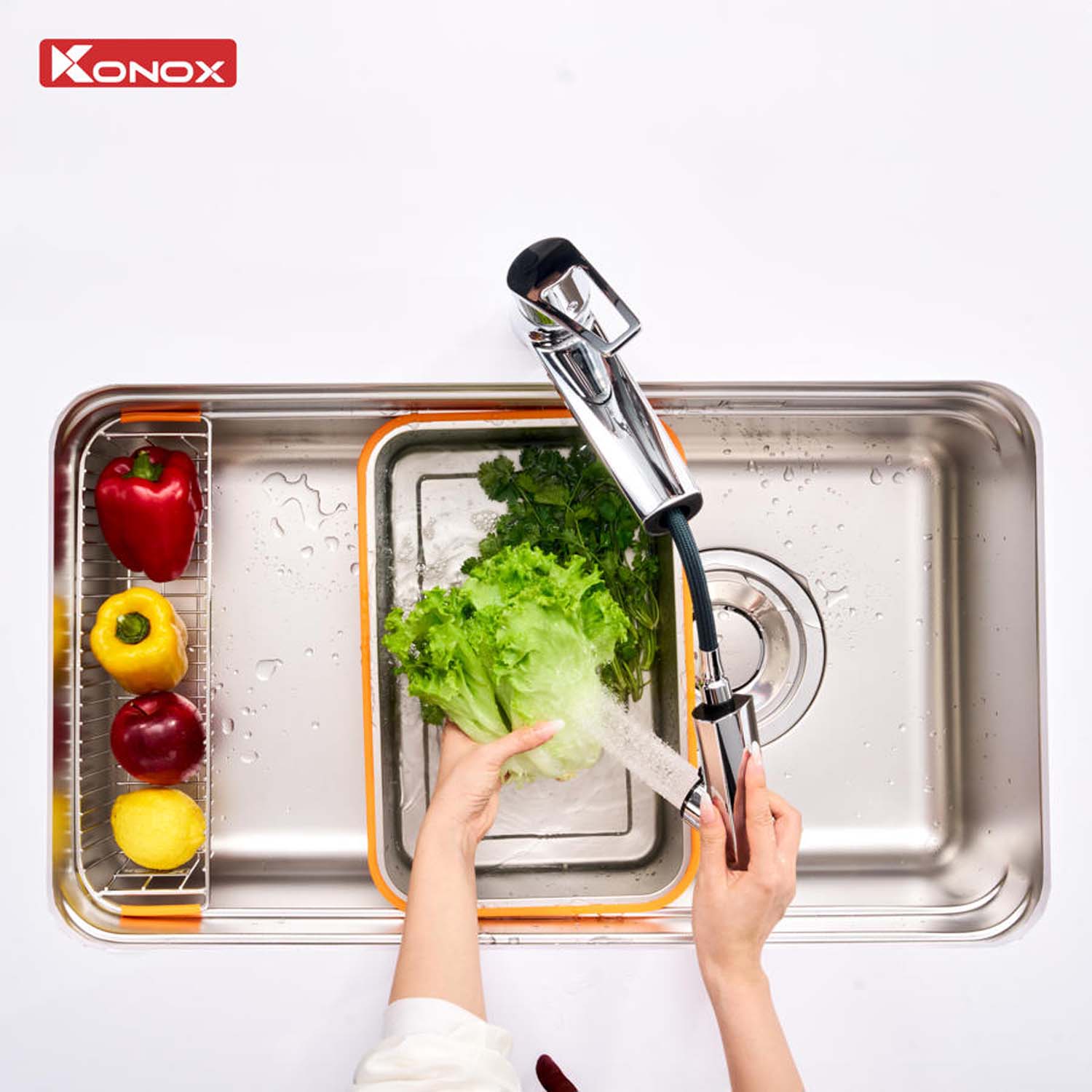 Chậu rửa bát inox KONOX R50 Tari 8047SU 1 hố 7 hinh anh thuc te Chau rua bat inox KONOX R50 Tari 8047SU 1 ho 5