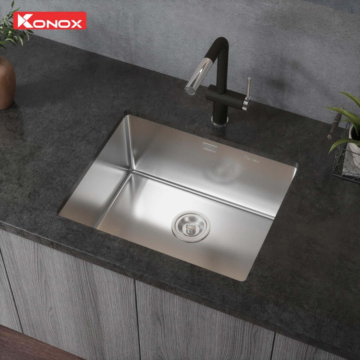 Chậu rửa bát inox KONOX Tari 500SM 1 hố - Ảnh 5