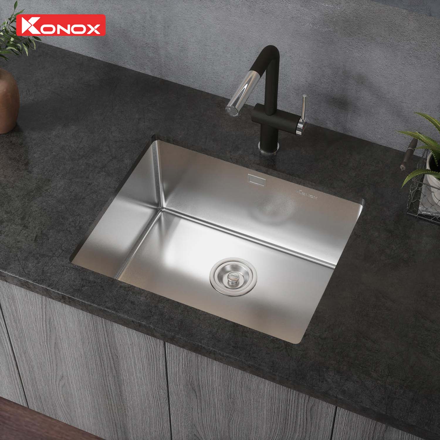 Chậu rửa bát inox KONOX Tari 500SM 1 hố 4 hinh anh thuc te Chau rua bat inox KONOX Tari 500SM 1 ho 1