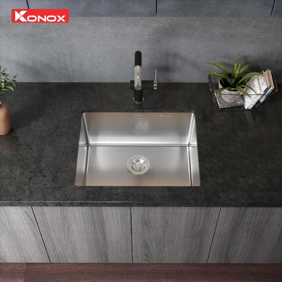 Chậu rửa bát inox KONOX Tari 500SM 1 hố - Ảnh 4
