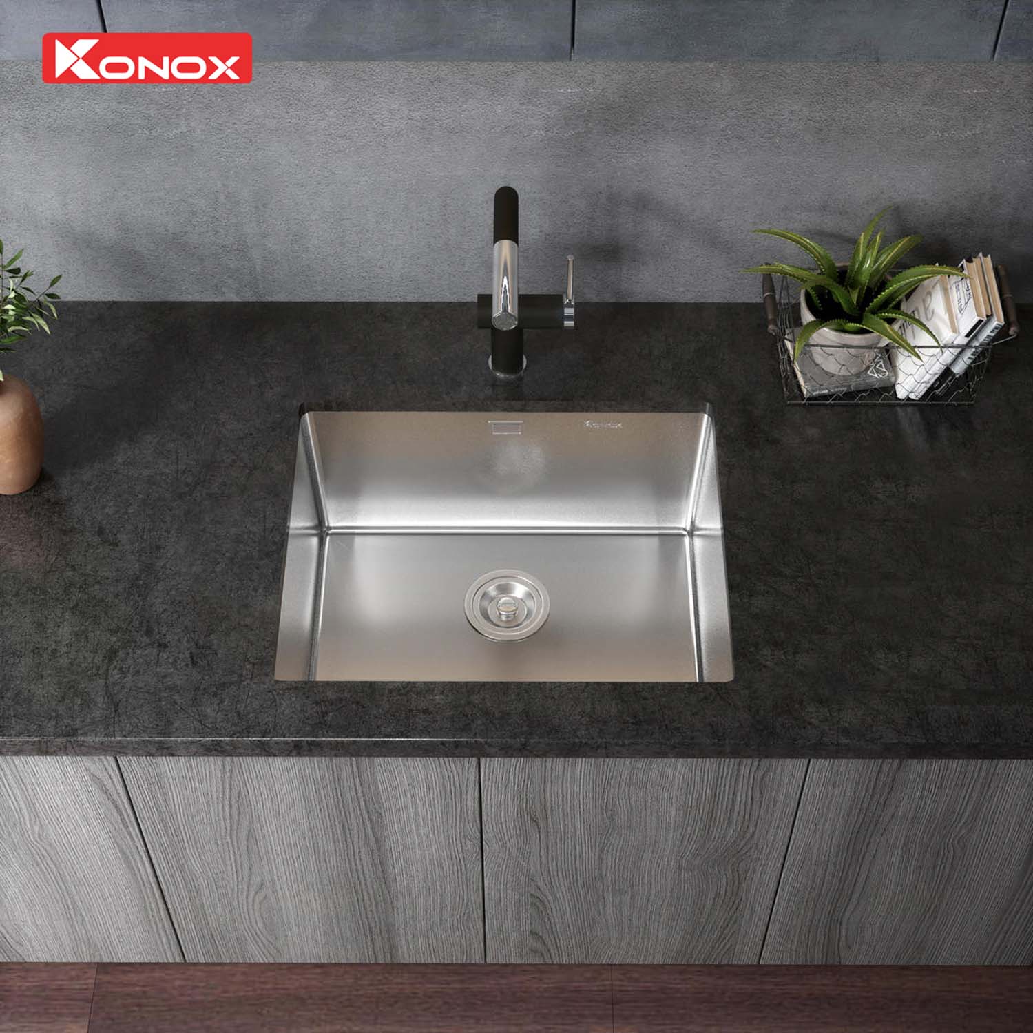 Chậu rửa bát inox KONOX Tari 500SM 1 hố 3 hinh anh thuc te Chau rua bat inox KONOX Tari 500SM 1 ho 2