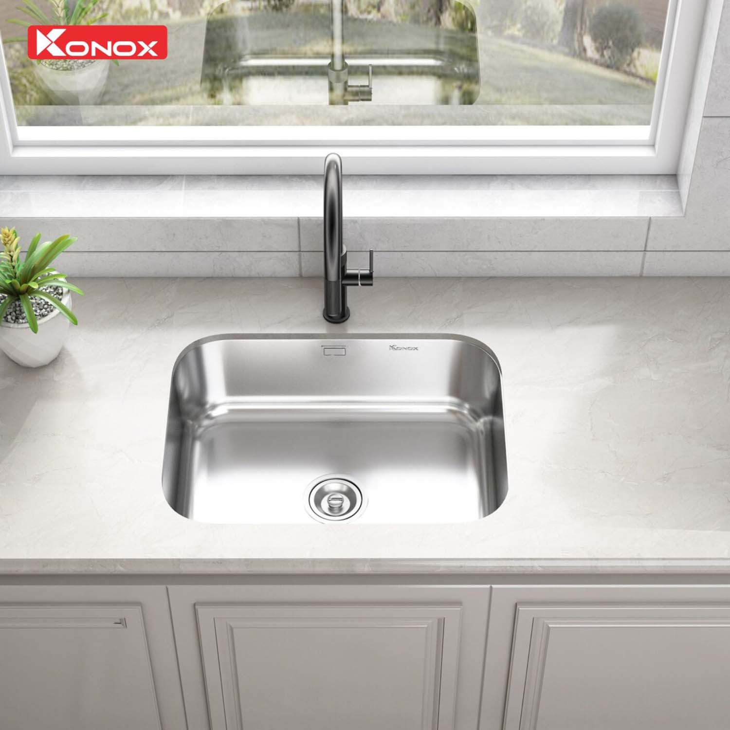 Chậu rửa bát inox KONOX Tari 5744SM 1 hố 3 hinh anh thuc te Chau rua bat inox KONOX Tari 5744SM 1 ho 1