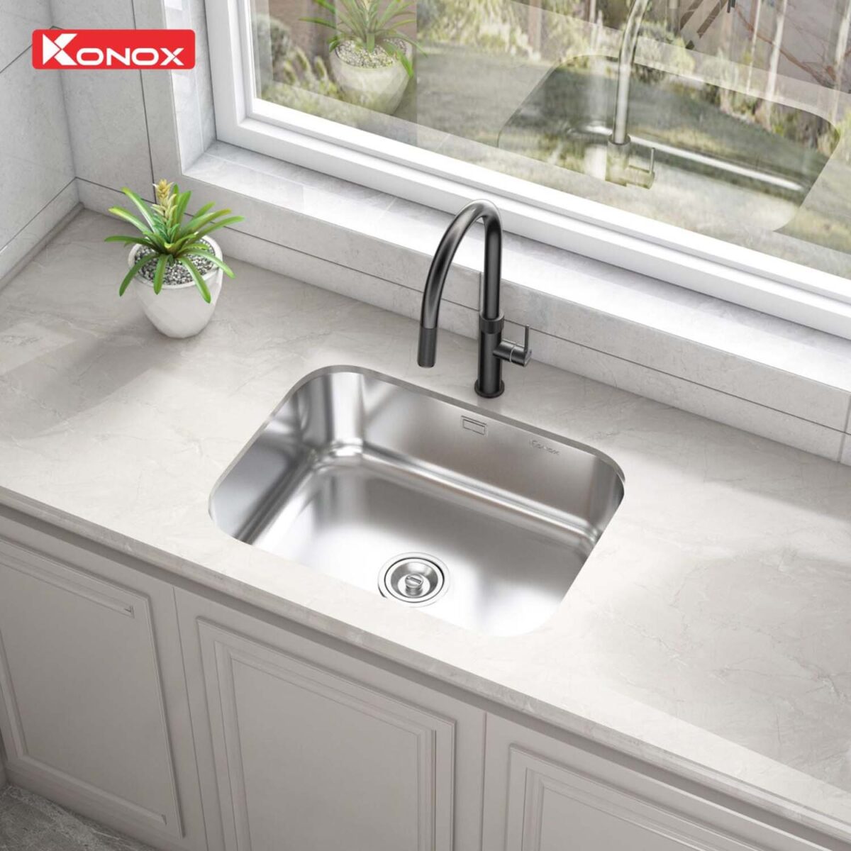 Chậu rửa bát inox KONOX Tari 5744SM 1 hố - Ảnh 5
