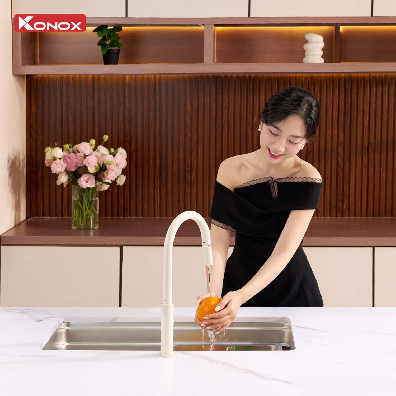 Chậu rửa bát inox KONOX Tari 780SM 1 hố 16 hinh anh thuc te Chau rua bat inox KONOX Tari 780SM 1 ho 3