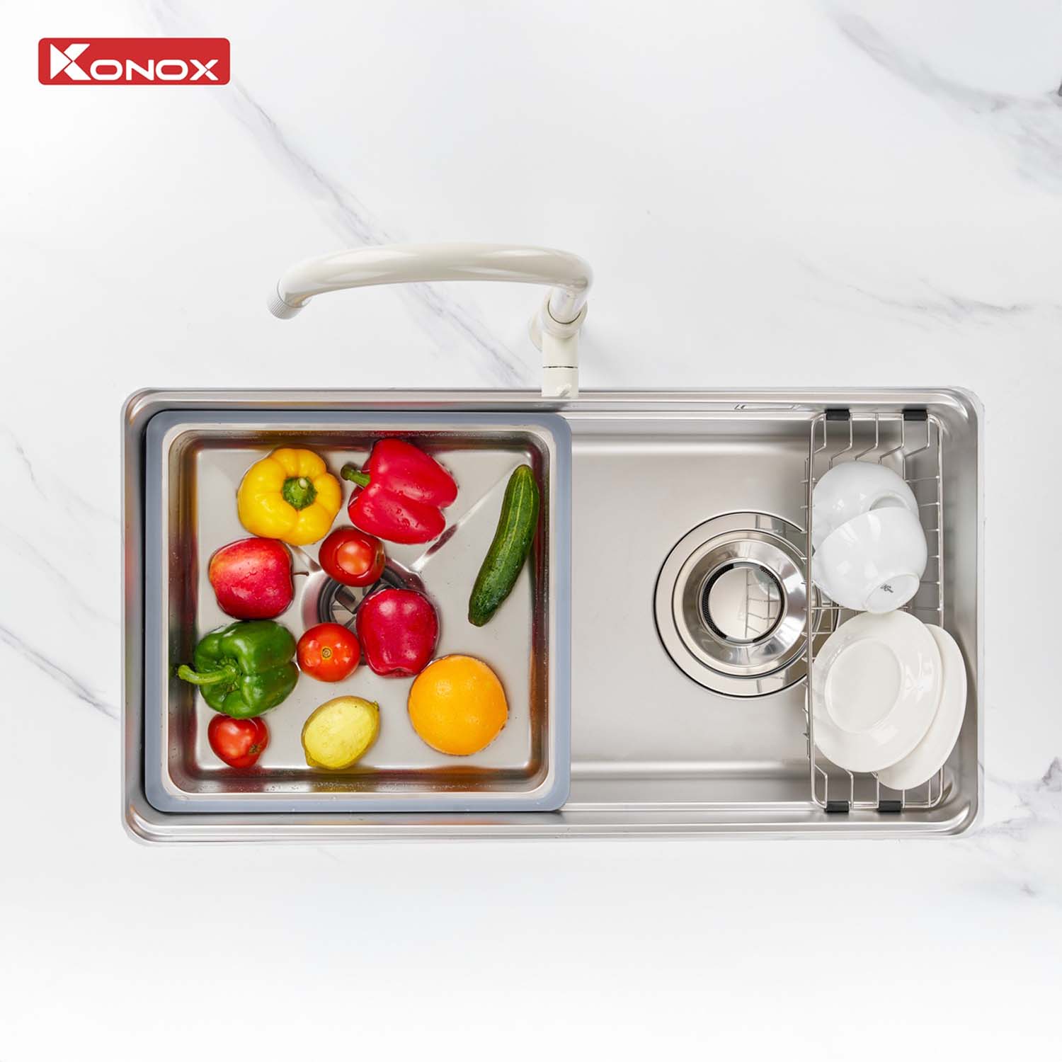 Chậu rửa bát inox KONOX Tari 780SM 1 hố 14 hinh anh thuc te Chau rua bat inox KONOX Tari 780SM 1 ho 4