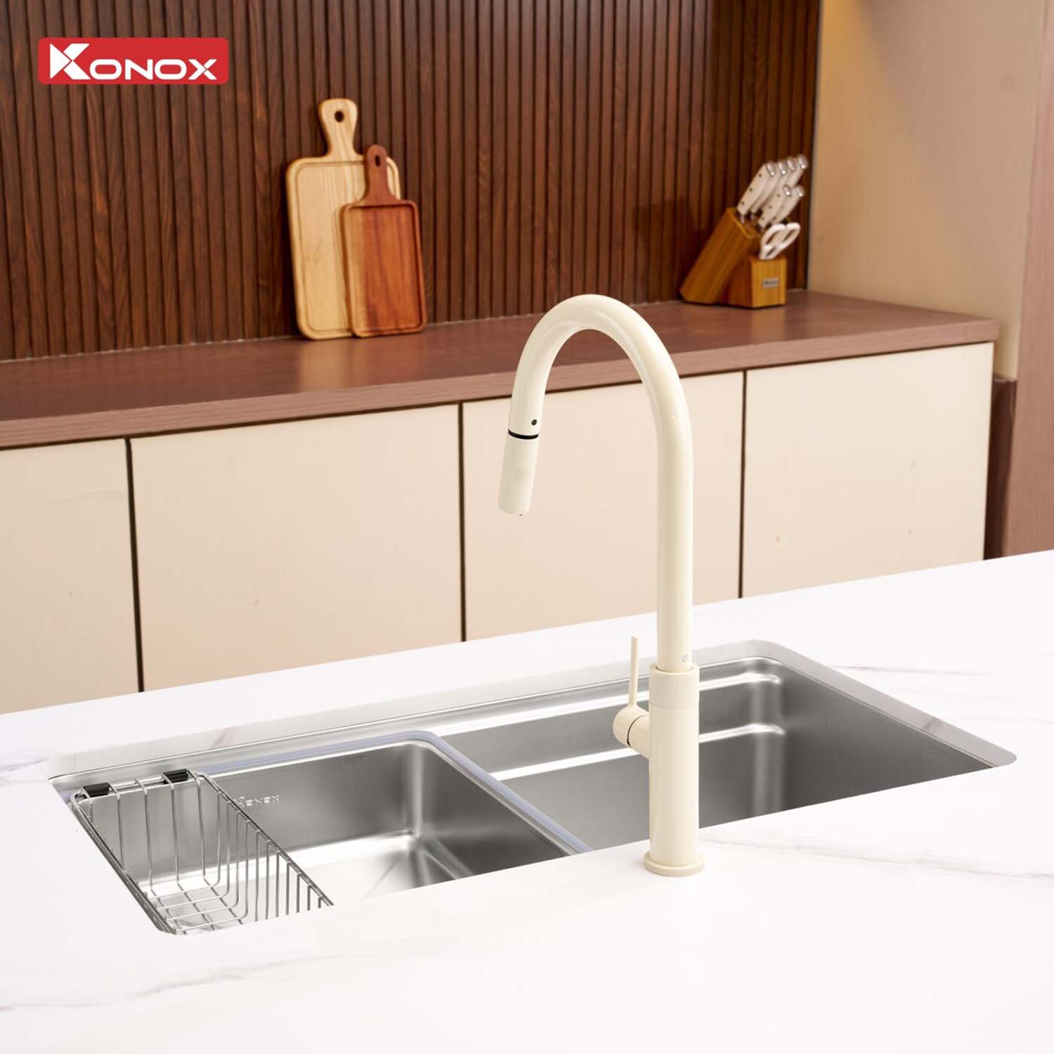 Chậu rửa bát inox KONOX Tari 780SM 1 hố 8 hinh anh thuc te Chau rua bat inox KONOX Tari 780SM 1 ho 9