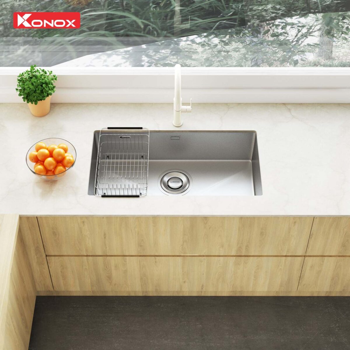 Chậu rửa bát inox KONOX Tari 870SM 1 hố - Ảnh 4