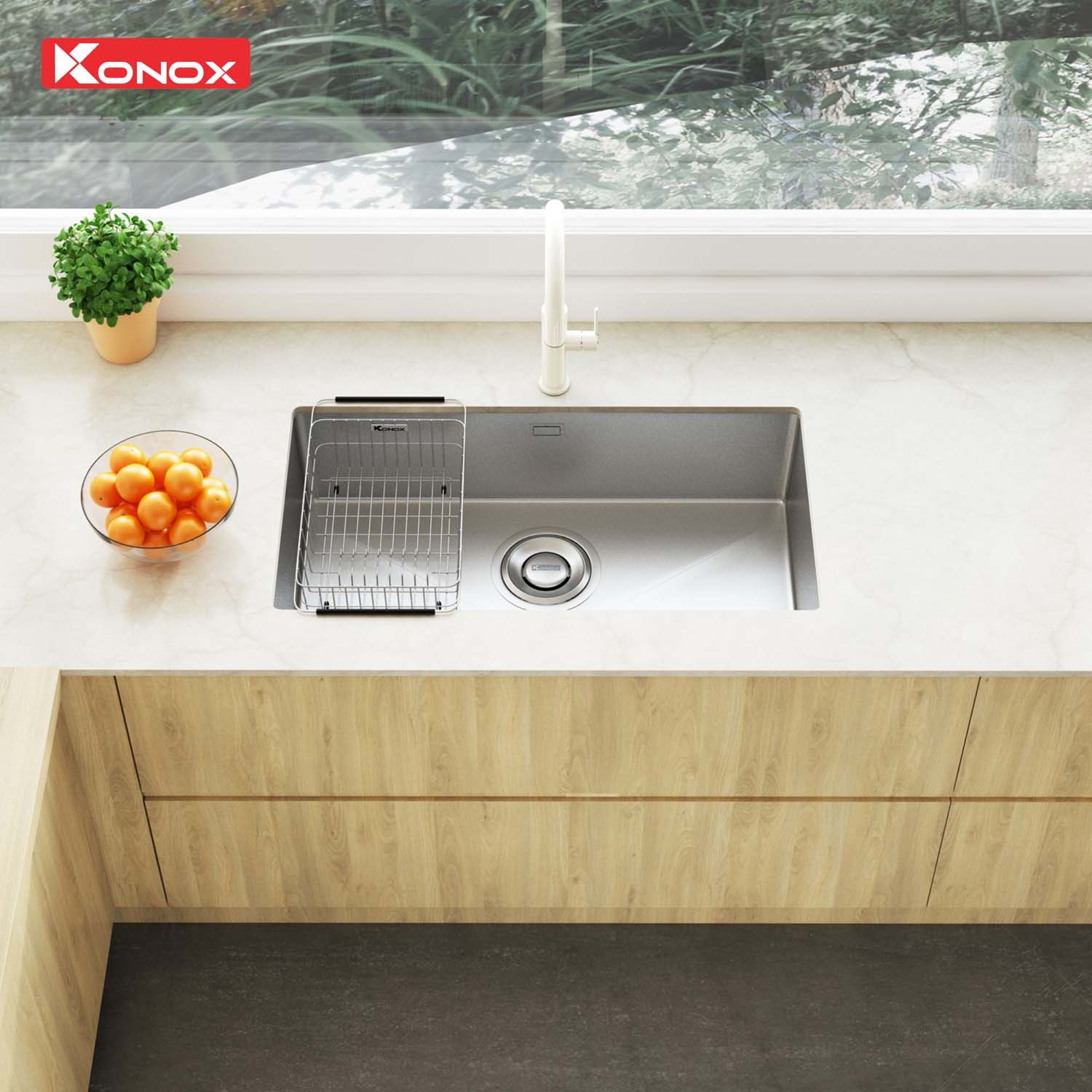 Chậu rửa bát inox KONOX Tari 870SM 1 hố 3 hinh anh thuc te Chau rua bat inox KONOX Tari 870SM 1 ho 1