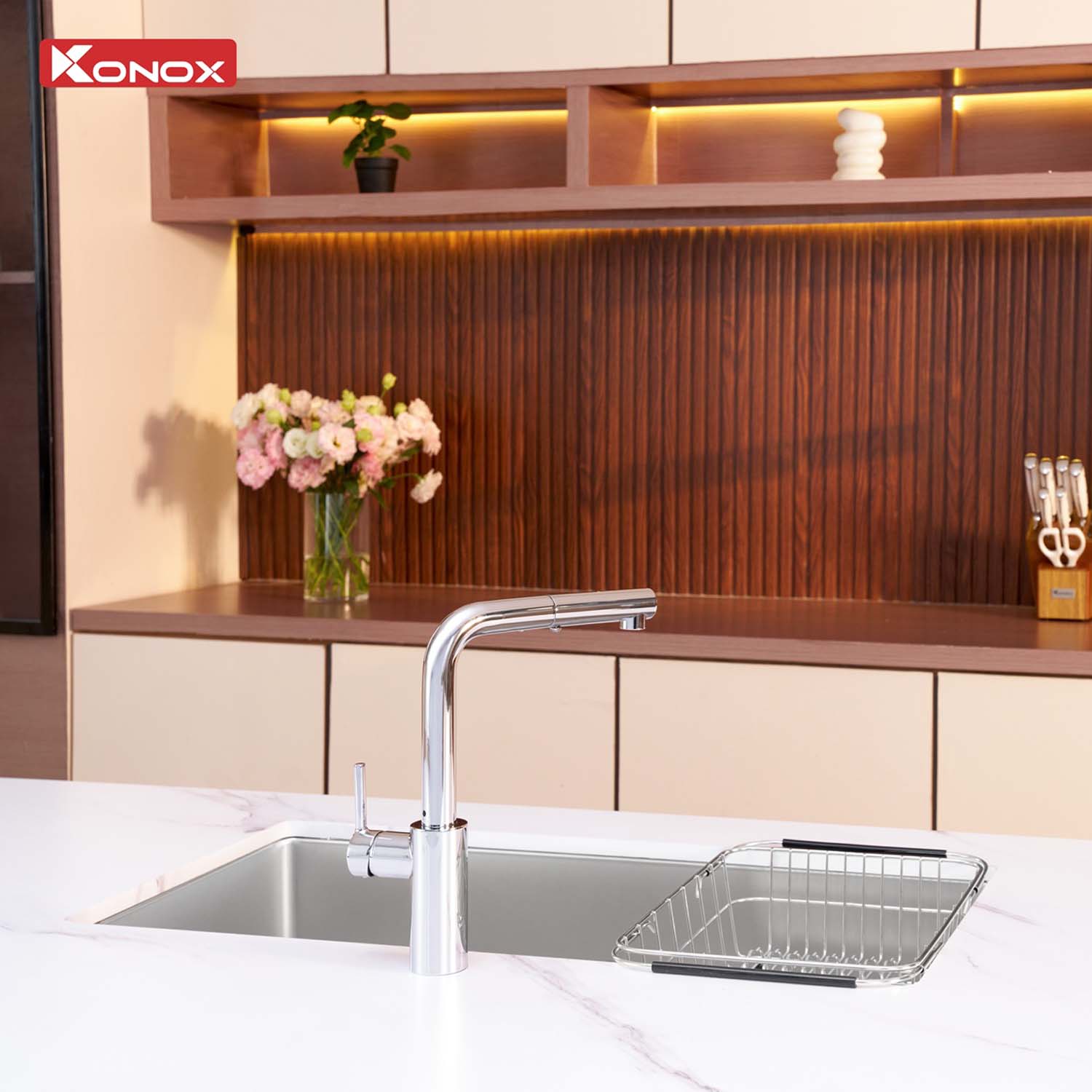 Chậu rửa bát inox KONOX Tari 870SM 1 hố 4 hinh anh thuc te Chau rua bat inox KONOX Tari 870SM 1 ho 15