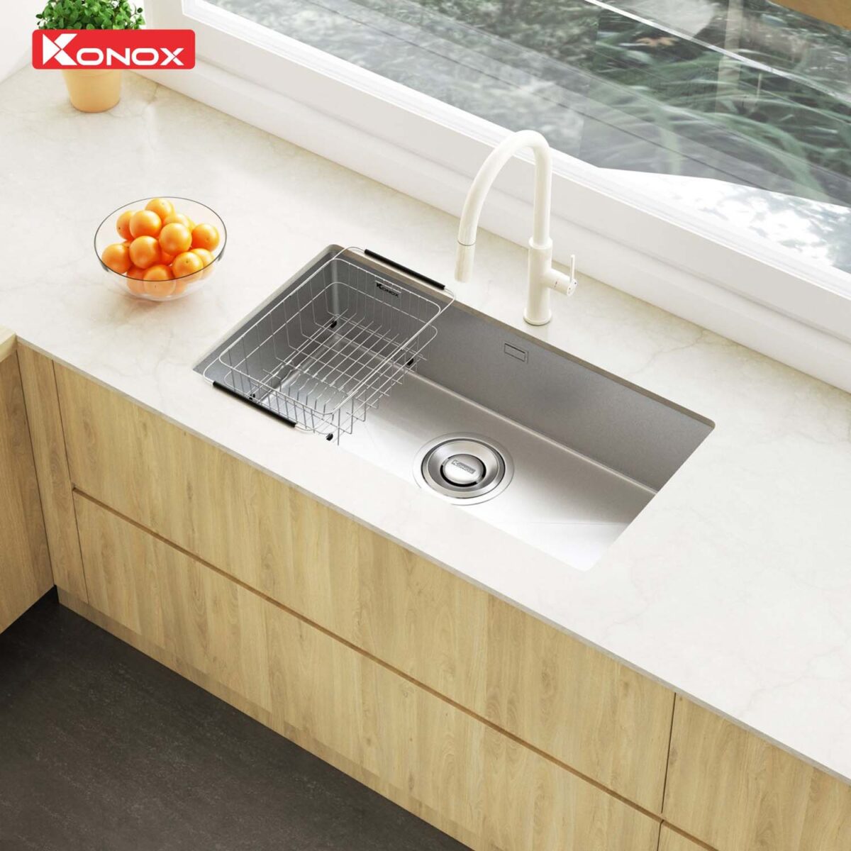 Chậu rửa bát inox KONOX Tari 870SM 1 hố - Ảnh 5