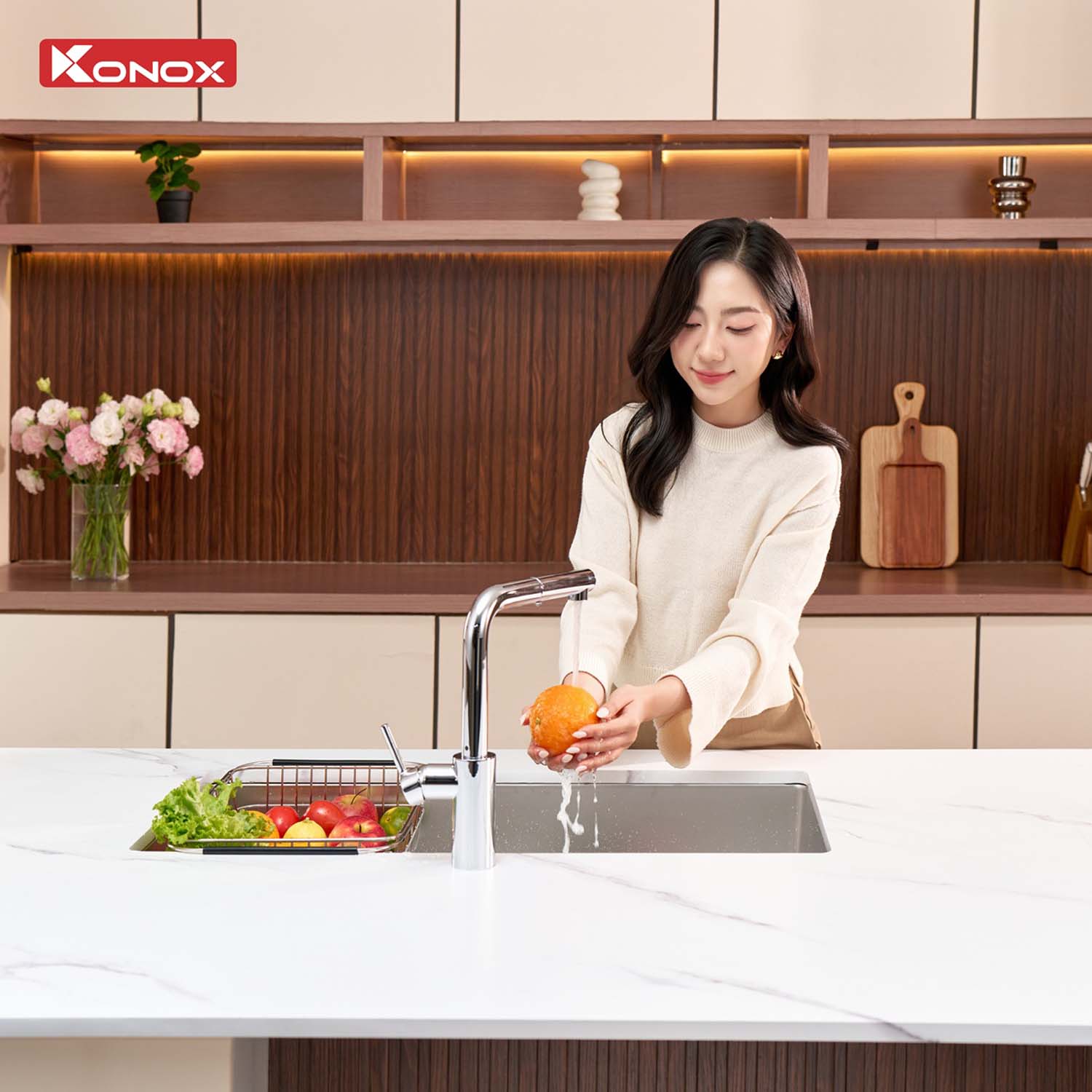 Chậu rửa bát inox KONOX Tari 870SM 1 hố 15 hinh anh thuc te Chau rua bat inox KONOX Tari 870SM 1 ho 4