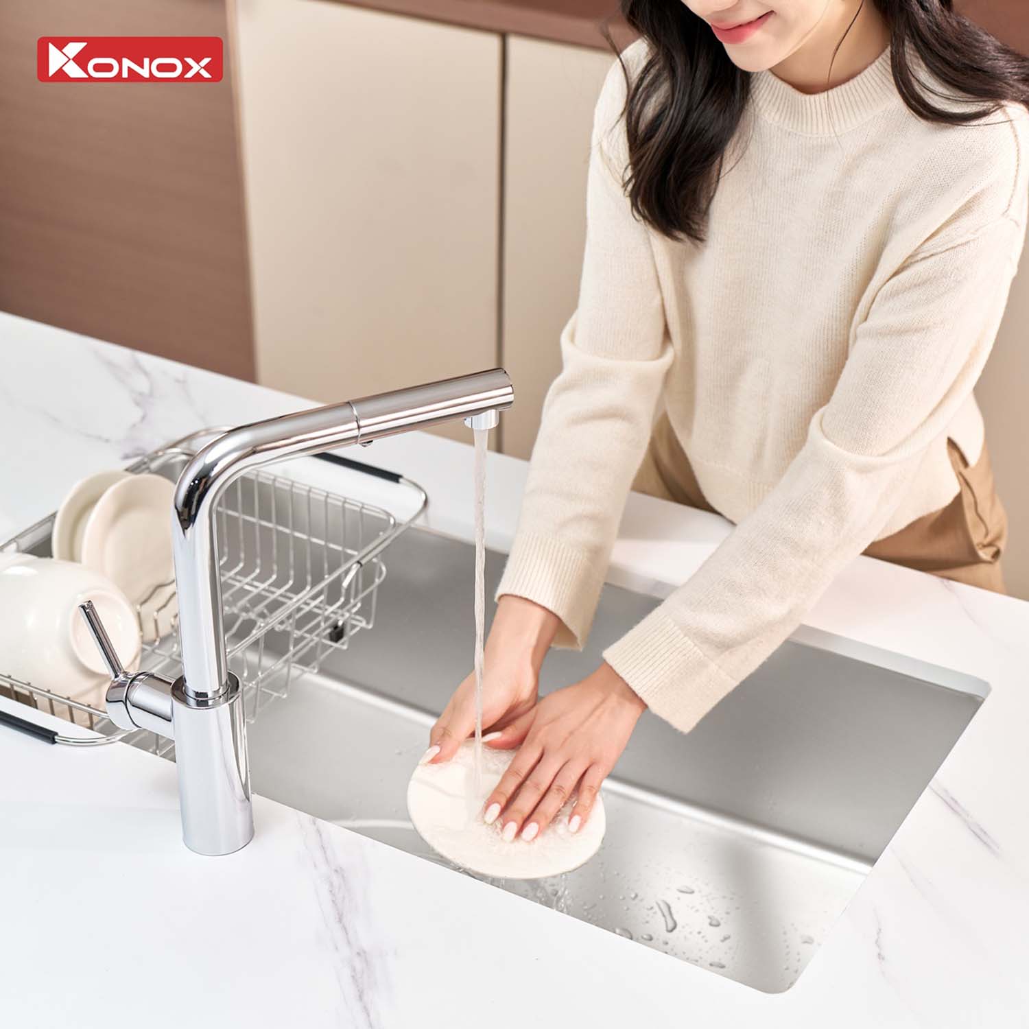 Chậu rửa bát inox KONOX Tari 870SM 1 hố 14 hinh anh thuc te Chau rua bat inox KONOX Tari 870SM 1 ho 5