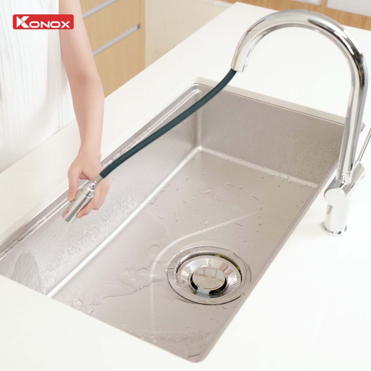 Chậu rửa bát inox KONOX Tari 8748SM 1 hố - Ảnh 7
