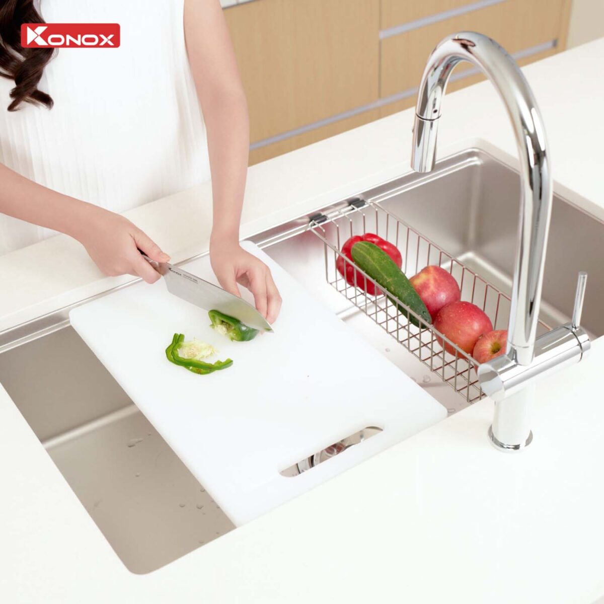 Chậu rửa bát inox KONOX Tari 8748SM 1 hố - Ảnh 8