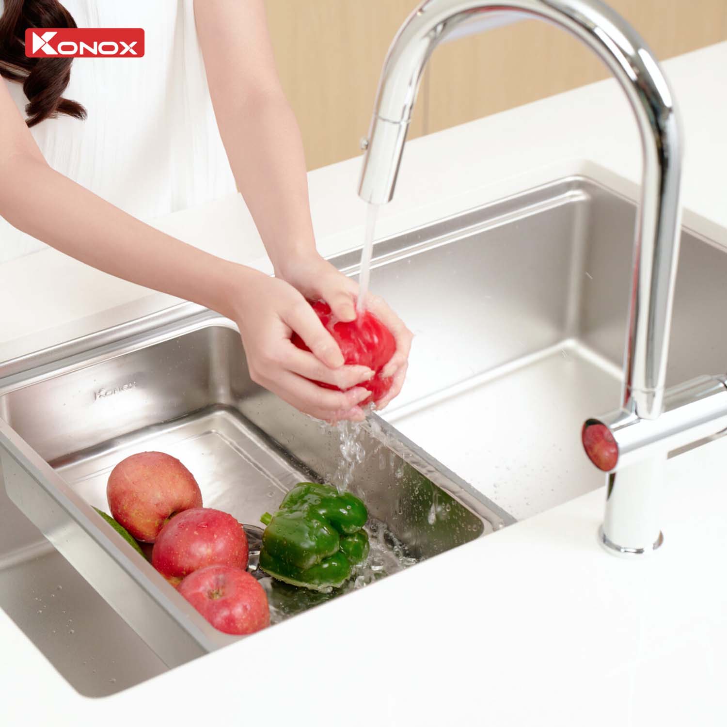 Chậu rửa bát inox KONOX Tari 8748SM 1 hố 11 hinh anh thuc te Chau rua bat inox KONOX Tari 8748SM 1 ho 5