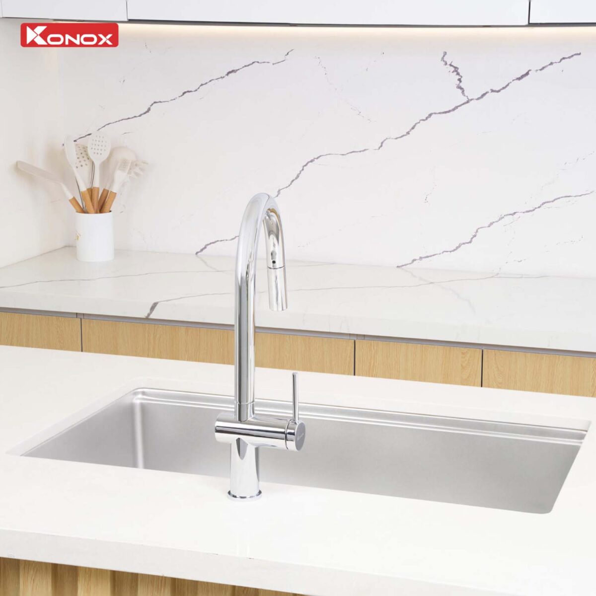 Chậu rửa bát inox KONOX Tari 8748SM 1 hố - Ảnh 10