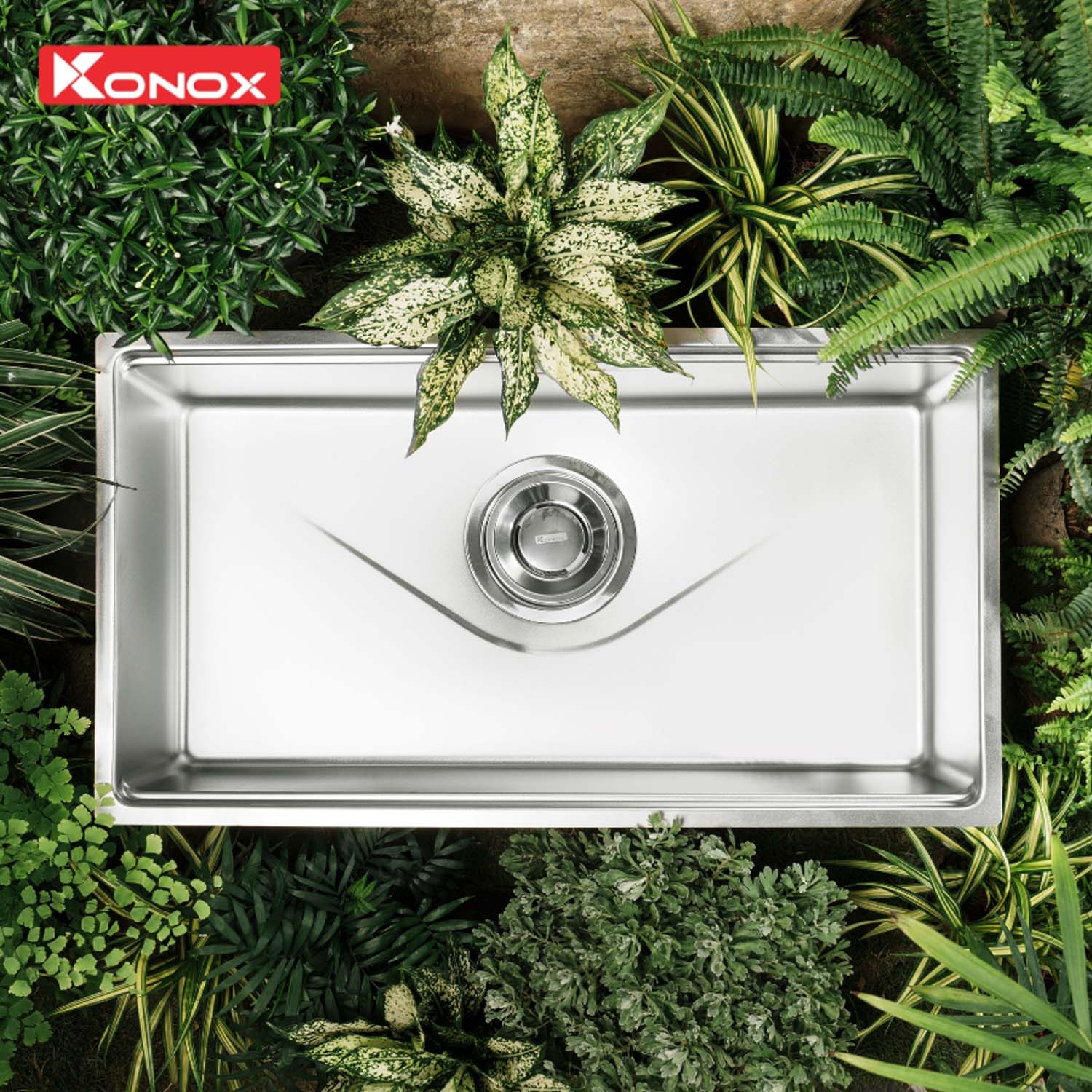 Chậu rửa bát inox KONOX Tari 8748SM 1 hố 1 hinh anh thuc te Chau rua bat inox KONOX Tari 8748SM 1 ho