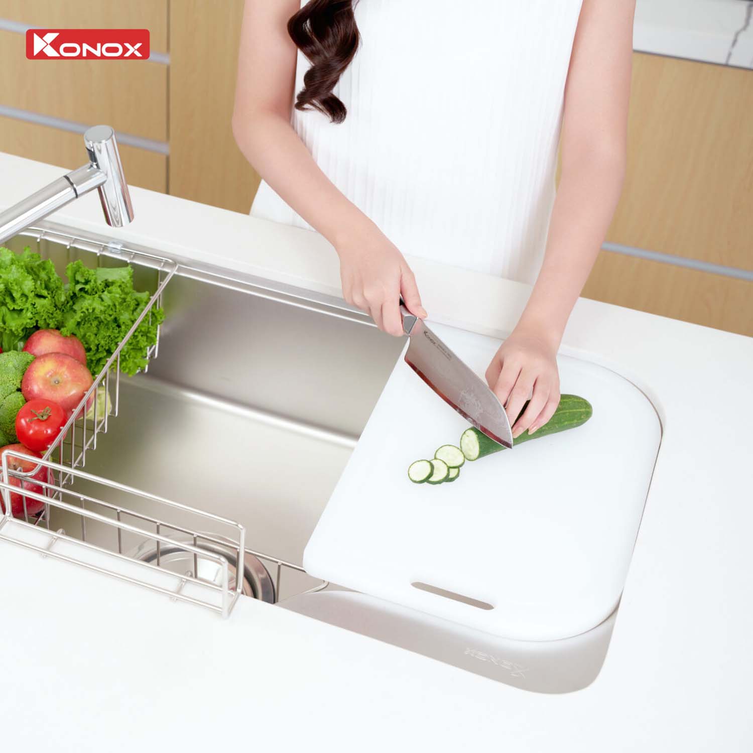 Chậu rửa bát inox KONOX Tari 9051SM 1 hố 20 hinh anh thuc te Chau rua bat inox KONOX Tari 9051SM 1 ho 3