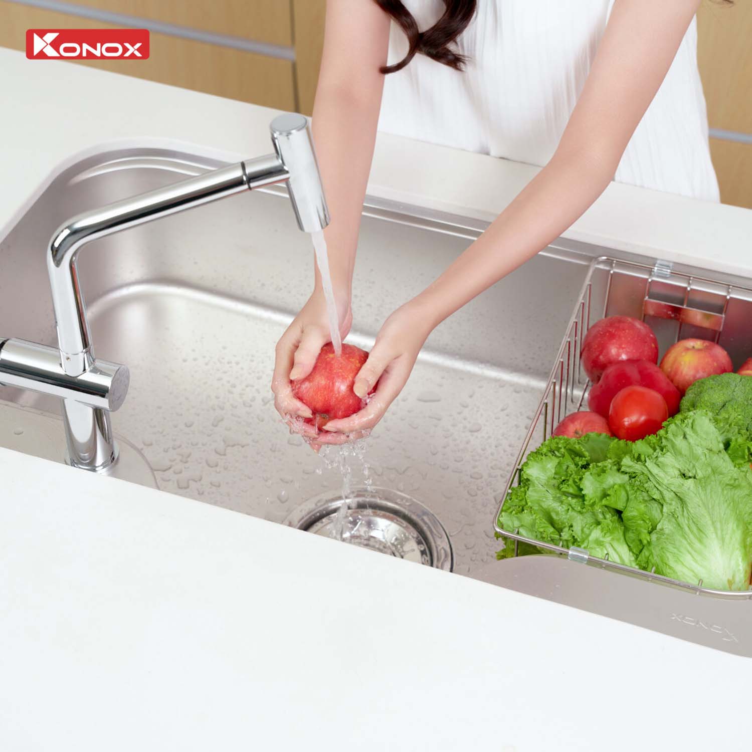 Chậu rửa bát inox KONOX Tari 9051SM 1 hố 14 hinh anh thuc te Chau rua bat inox KONOX Tari 9051SM 1 ho 9