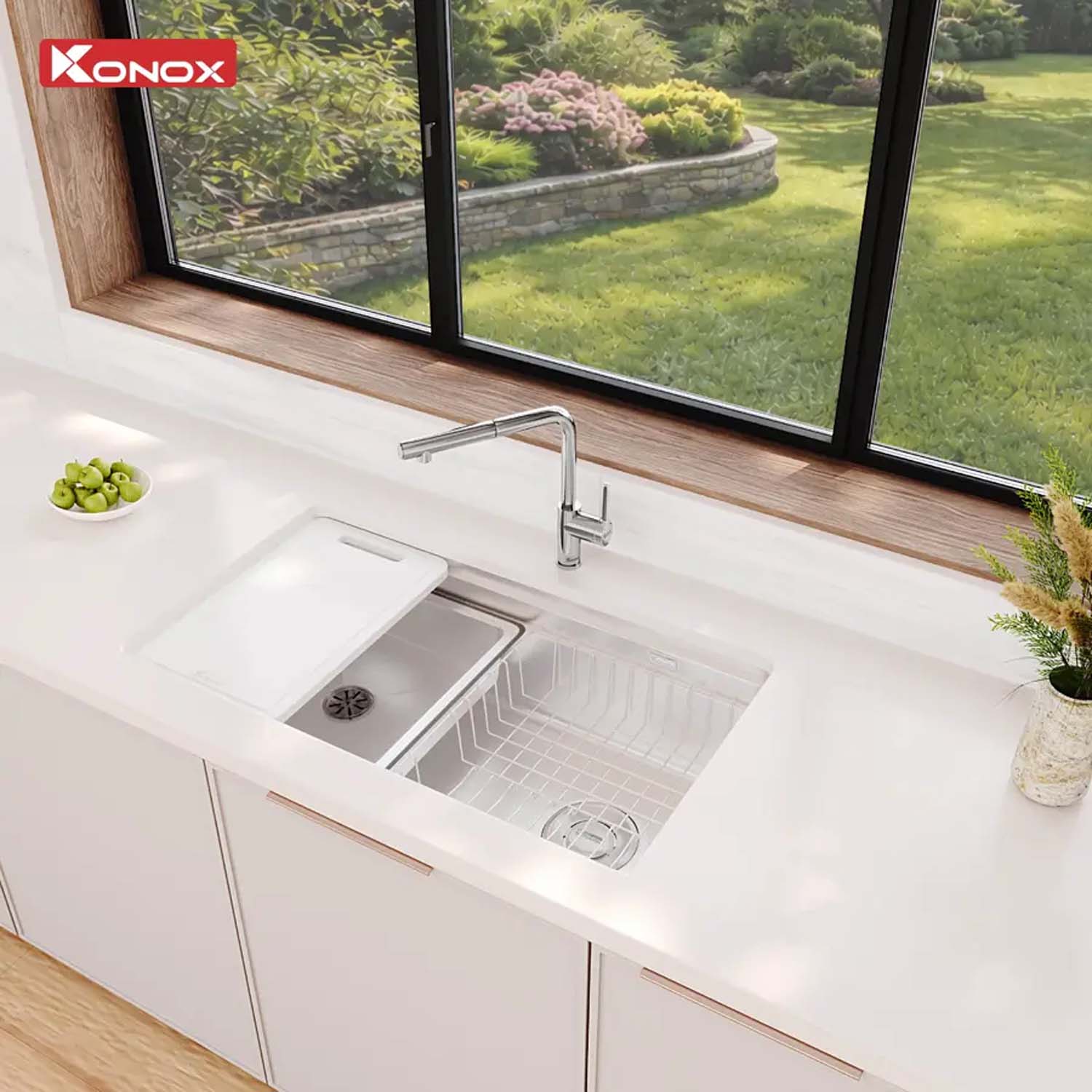Chậu rửa bát inox KONOX Tari Smart 780 1 hố 1 hinh anh thuc te Chau rua bat inox KONOX Tari Smart 780 1 ho 1