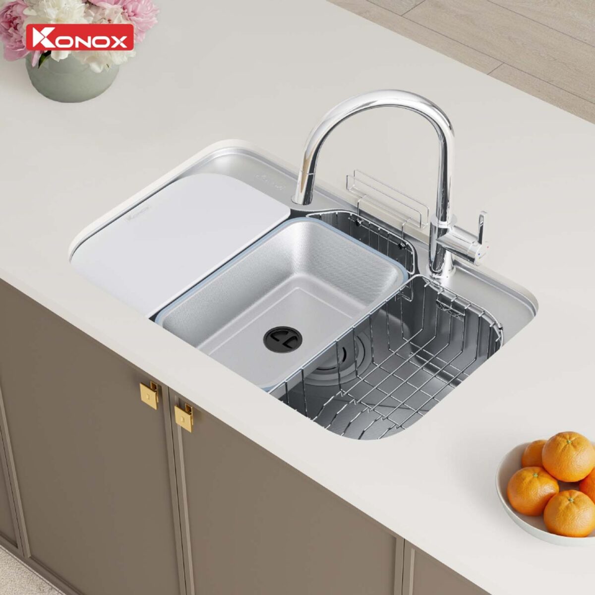 Chậu rửa bát inox KONOX Tari Smart 7851 1 hố - Ảnh 4