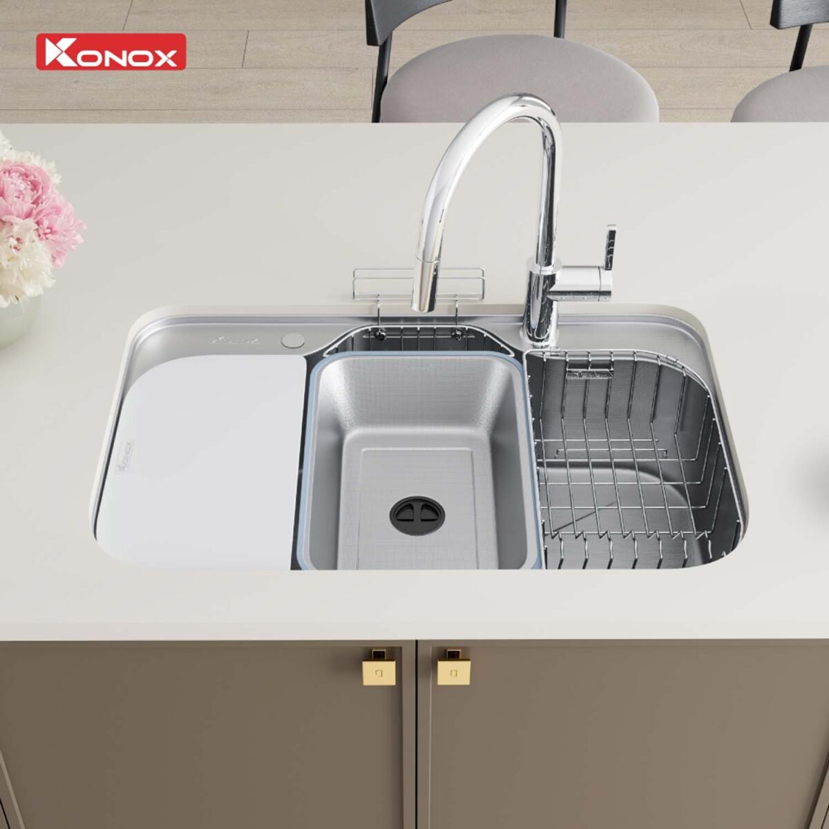 Chậu rửa bát inox KONOX Tari Smart 7851 1 hố - Ảnh 5