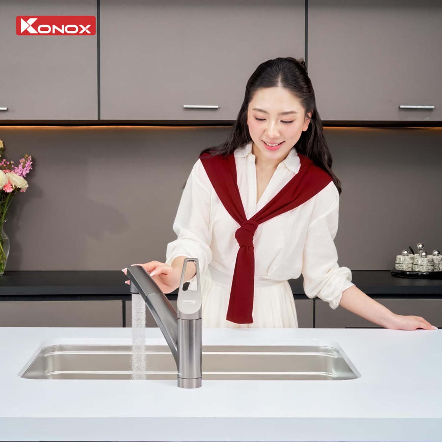 Chậu rửa bát inox KONOX Tari Smart 8047 1 hố 3 hinh anh thuc te Chau rua bat inox KONOX Tari Smart 8047 1 ho 1