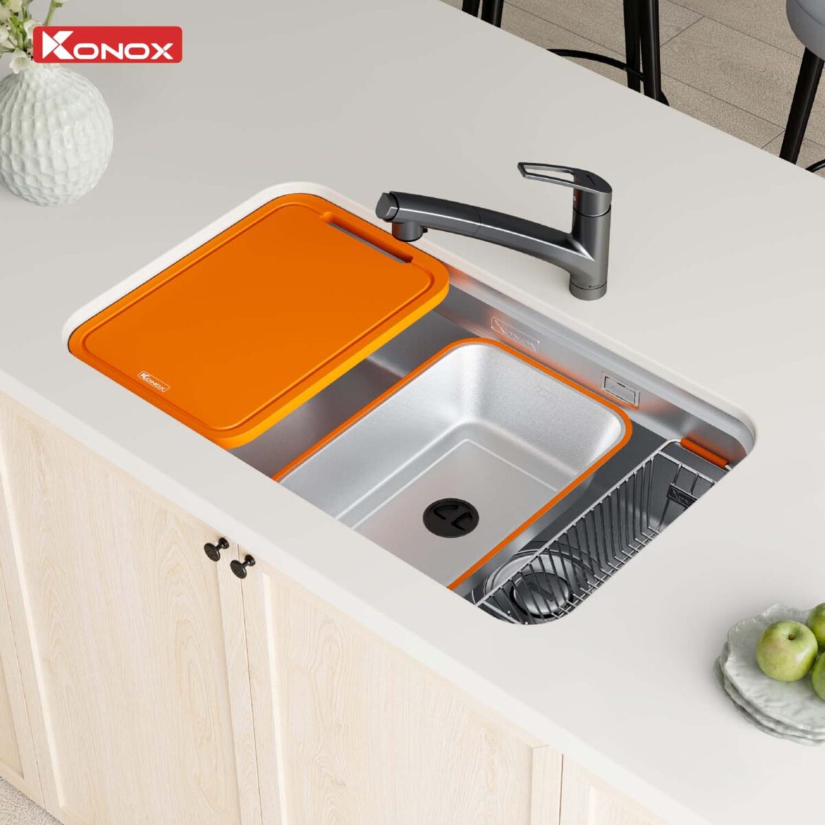 Chậu rửa bát inox KONOX Tari Smart 8047 1 hố - Ảnh 5