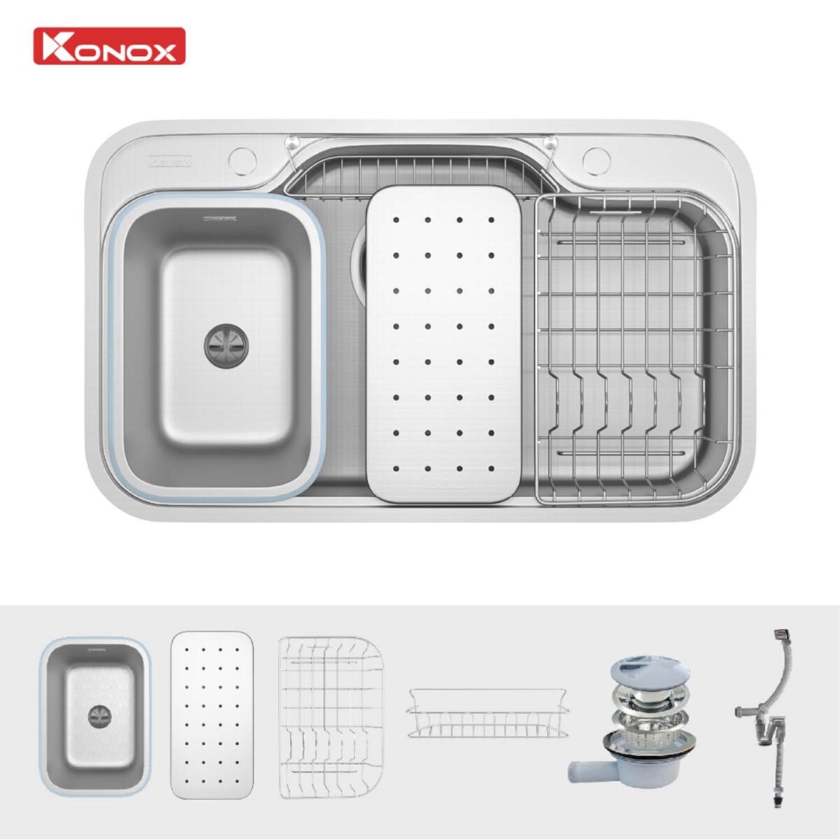 Chậu rửa bát inox KONOX Dekor 8048SU 1 hố - Ảnh 3