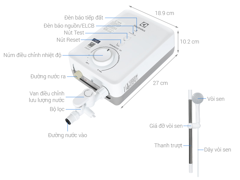thông số kỹ thuật Máy nước nóng trực tiếp ELECTROLUX EWE451PX-DWX6 UltimateHome 400