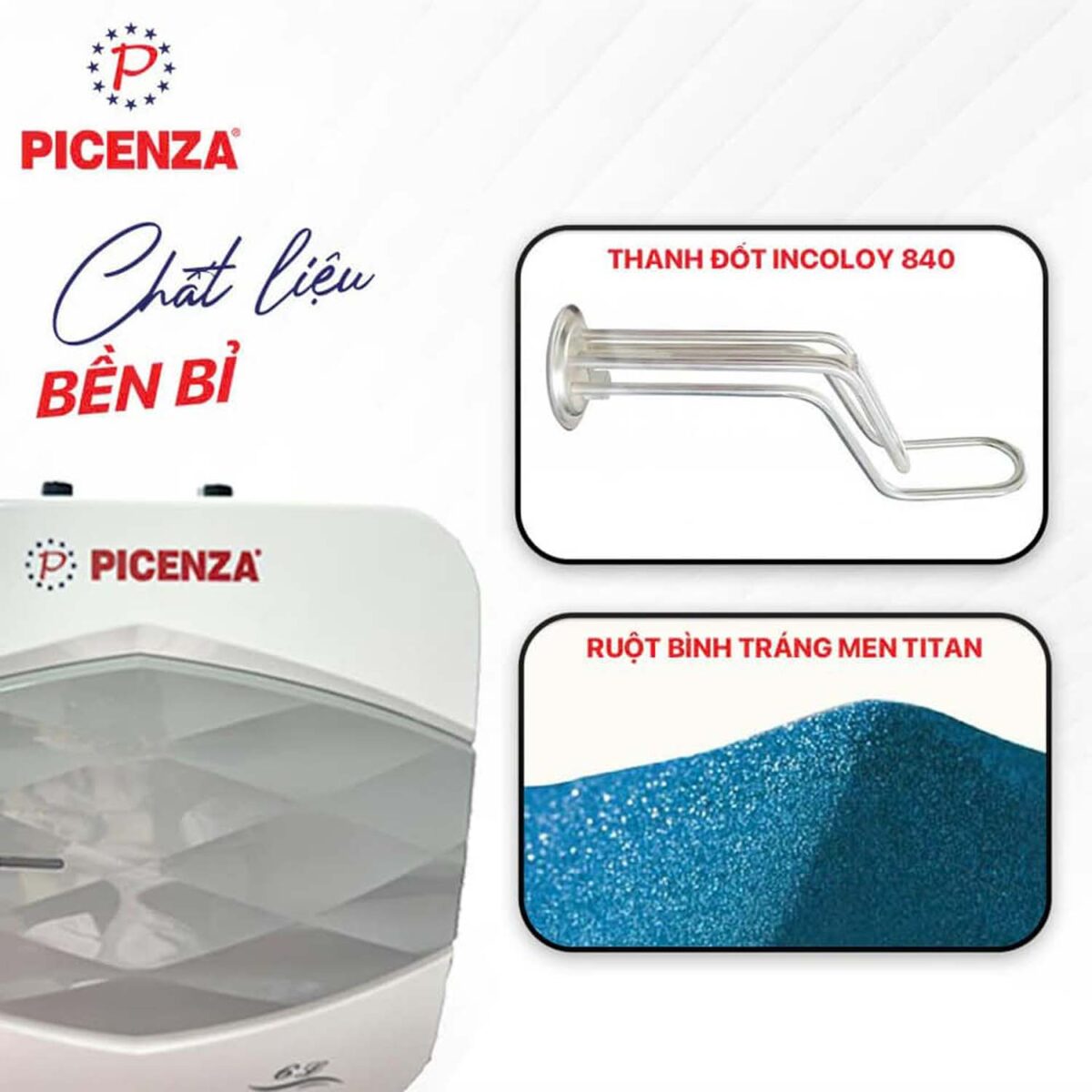 Bình nóng lạnh PICENZA S6T 6L vuông - Ảnh 2