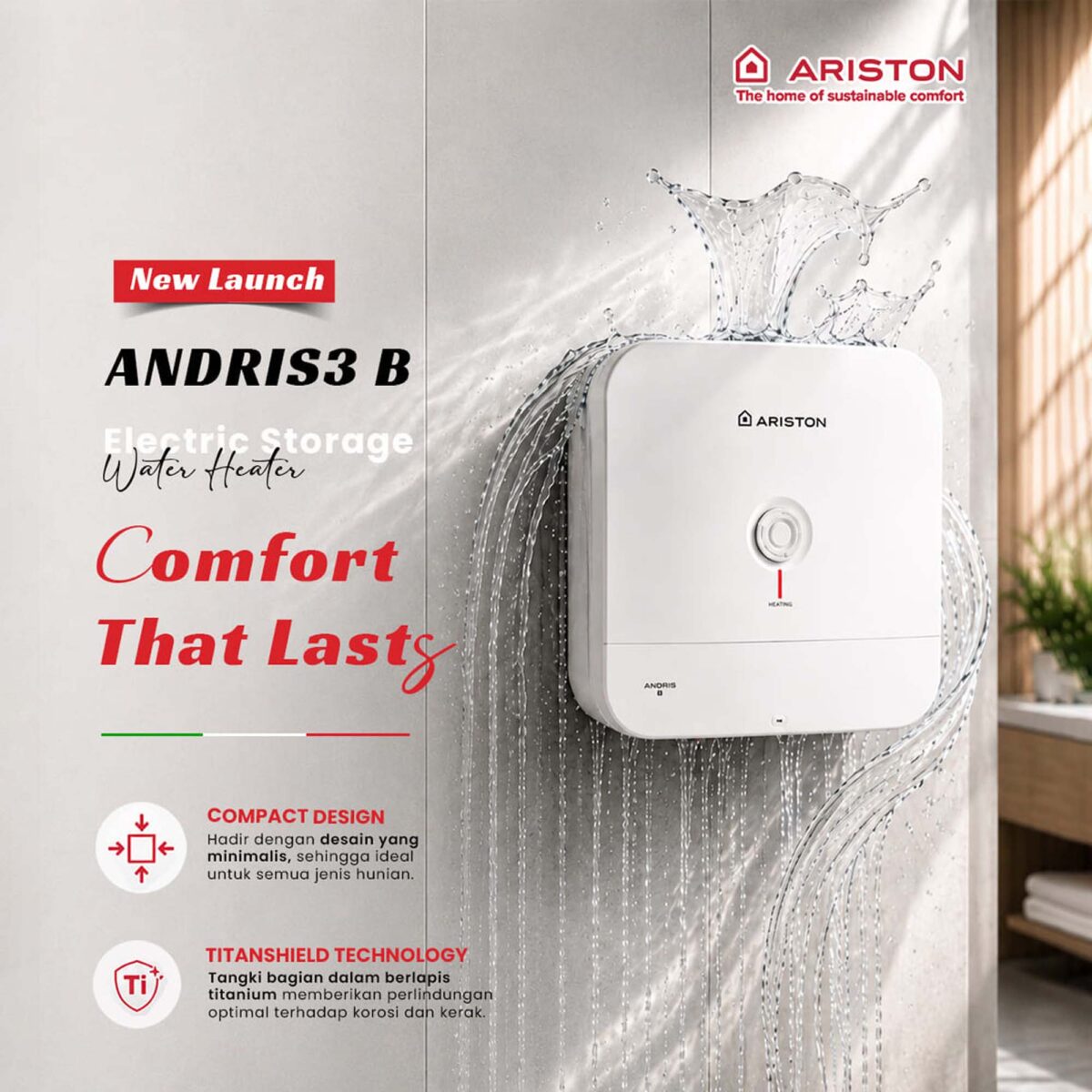 Bình nóng lạnh ARISTON AN3 B 30 lít vuông (ANDRIS3) - Ảnh 5