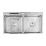 Chậu rửa bát inox CAESAR KSH02H082SE 2 hố