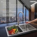 Chậu rửa bát inox CAESAR KSH02H082SE 2 hố - Ảnh 4