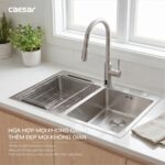 Chậu rửa bát inox CAESAR KSH02H082SE 2 hố - Ảnh 11