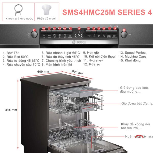 Máy rửa bát BOSCH SMS4HMC25M serie 4 độc lập