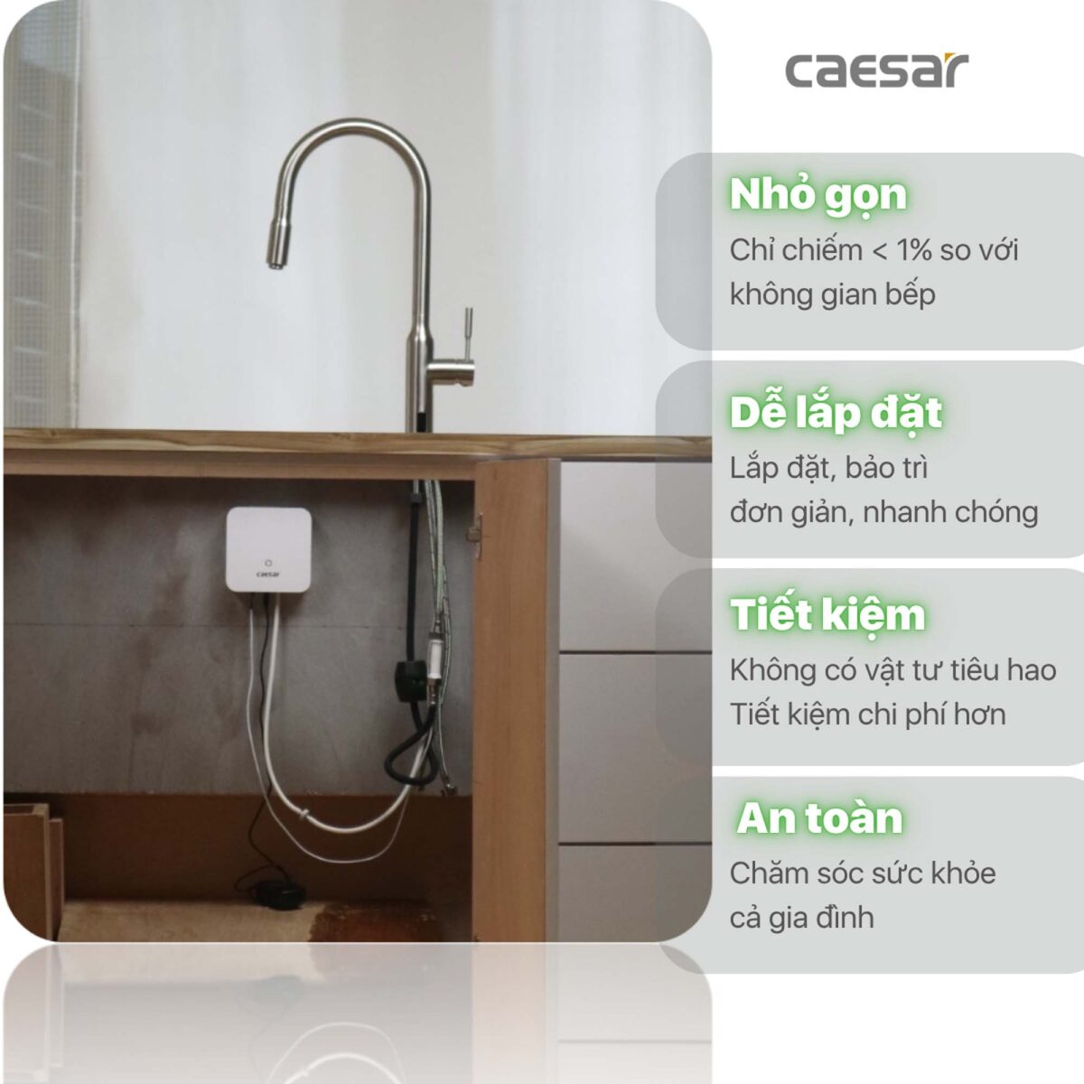 Vòi rửa bát CAESAR KP1035SA cảm ứng rút dây diệt khuẩn Plasma - Ảnh 27