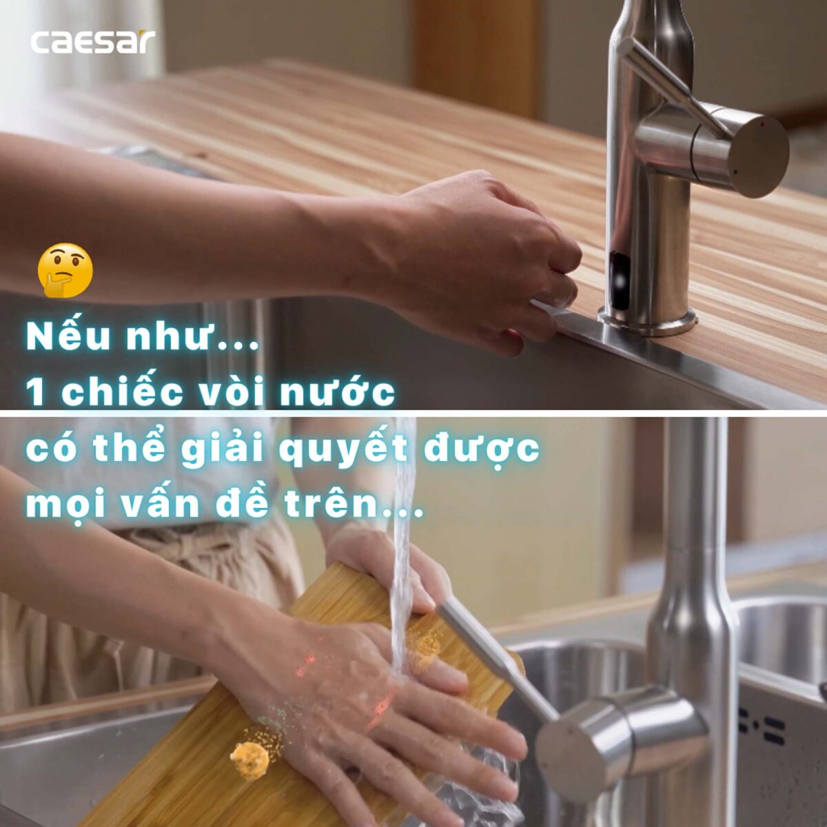 Vòi rửa bát CAESAR KP1035SA cảm ứng rút dây diệt khuẩn Plasma - Ảnh 5