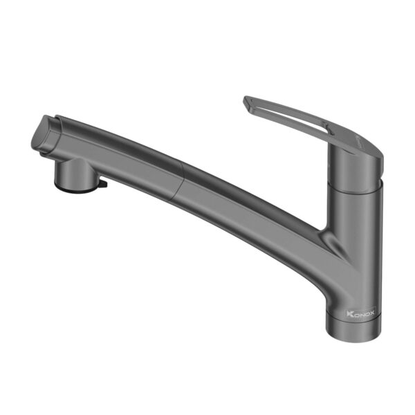 Vòi rửa bát KONOX Kira Gun Metal nóng lạnh rút dây