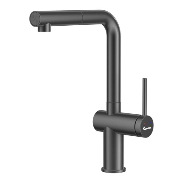Vòi rửa bát KONOX Stream Smart Gun Metal nóng lạnh rút dây