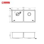 Chậu rửa bát inox KONOX Vigo 860 2 hố - Ảnh 2