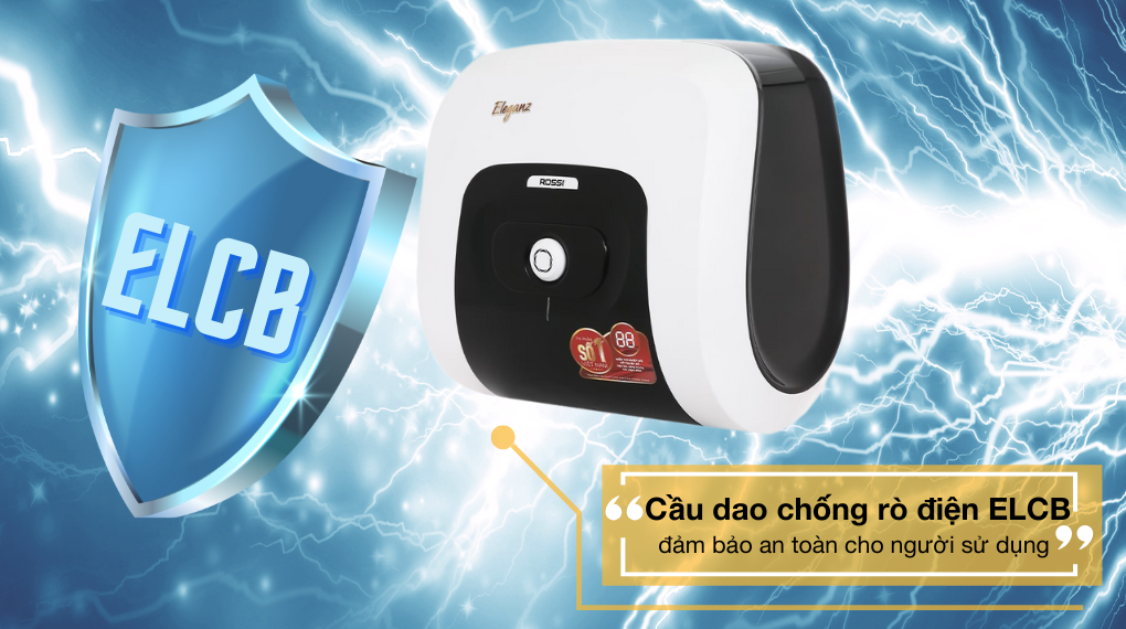 Bình nóng lạnh ROSSI ELEGANZ 15 20 30 lít vuông REZ15SQ REZ20SQ REZ30SQ 3 chong giat elcb Binh nong lanh ROSSI ELEGANZ 15 20 30 lit vuong REZ15SQ REZ20SQ REZ30SQ