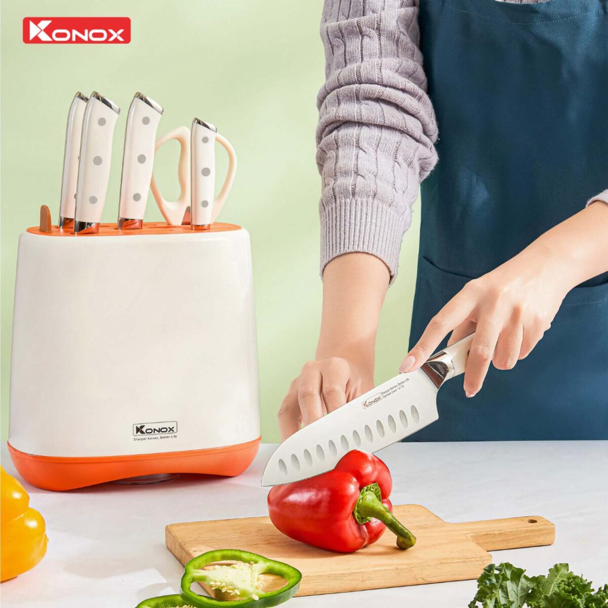 Bộ dao Konox Haper Orange 5 món - Ảnh 3