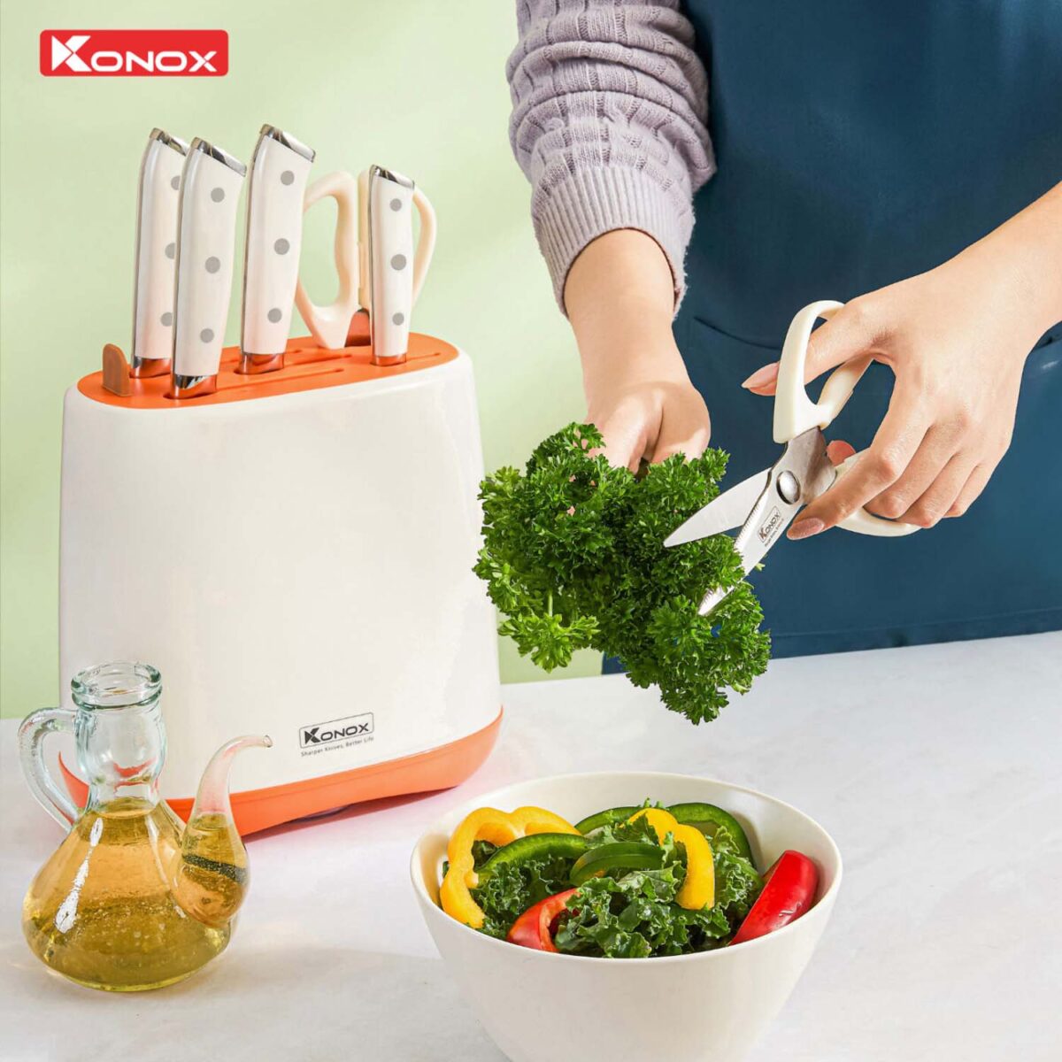 Bộ dao Konox Haper Orange 5 món - Ảnh 4