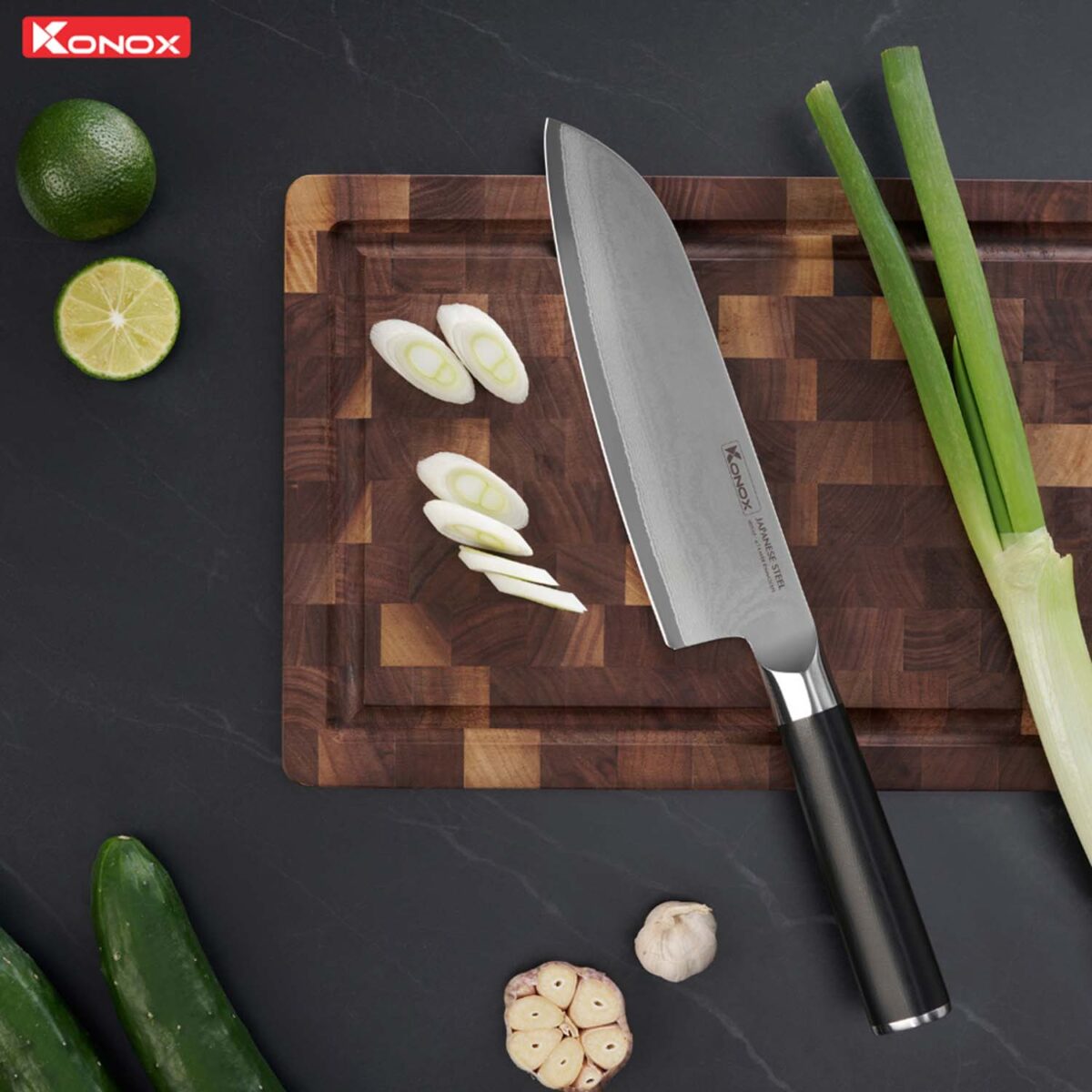 Dao Konox Eiko Santoku Damascus 7″ - Ảnh 2