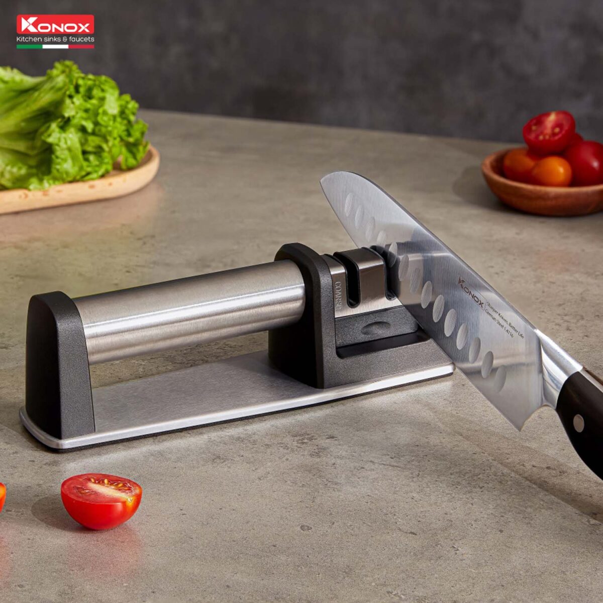 Dụng cụ mài dao KONOX Knife Sharpener 2 khe - Ảnh 6