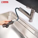Vòi rửa bát KONOX Kira Gun Metal nóng lạnh rút dây - Ảnh 4