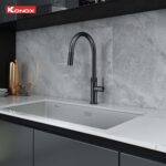 Vòi rửa bát KONOX Lasi Gun Metal nóng lạnh rút dây - Ảnh 5